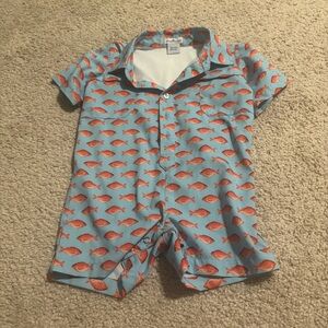 Blue Quail Redfish Romper - Baby